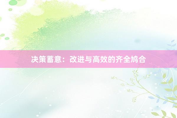 决策蓄意：改进与高效的齐全鸠合